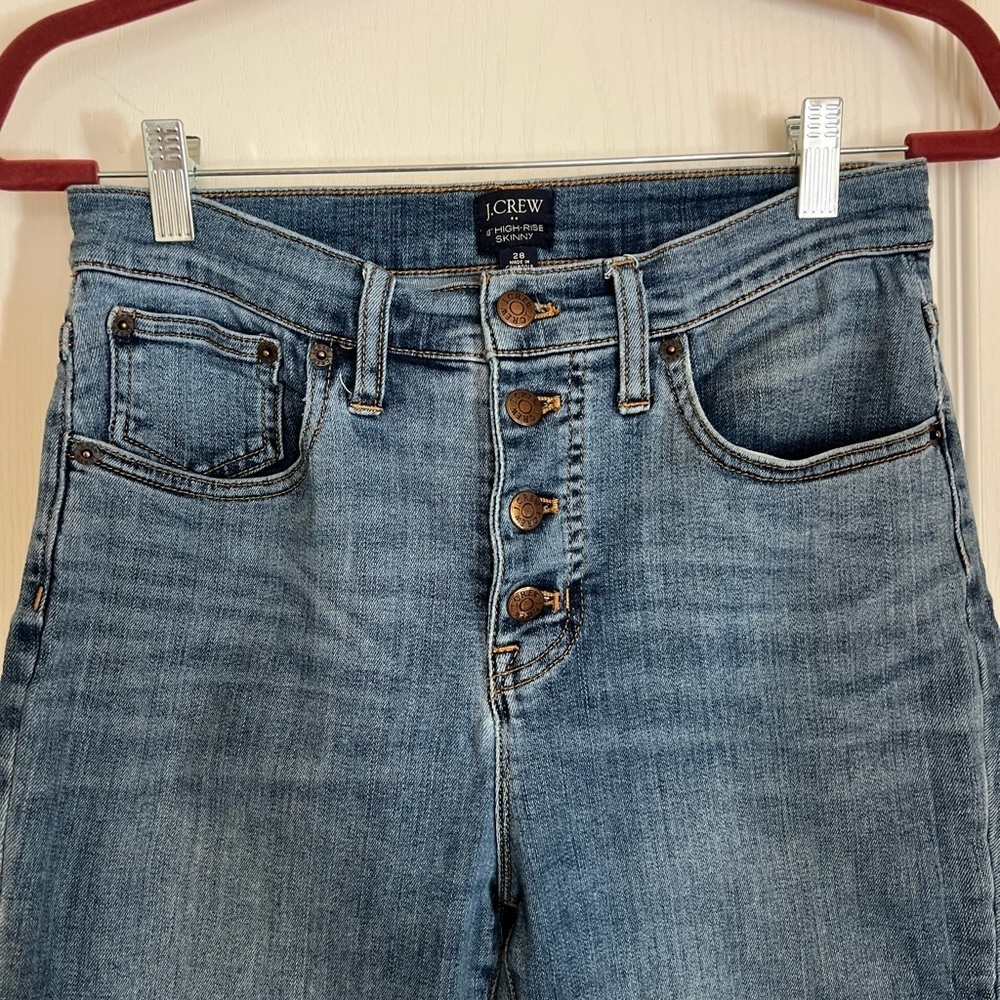 J. Crew High Rise Skinny Jeans Exposed Buttons size 28 - Picture 2 of 6